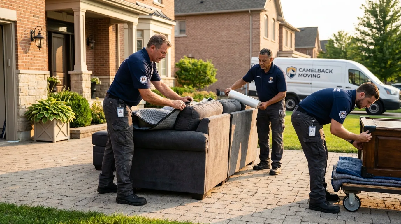 Large estate moving crew wrapping furniture in Grove Hill, AL